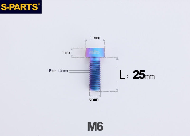 SPARTS M6 × L20-35 Titanium Anti-Theft Caliper Set Screws for Motorcycle 2-Piston Brake Calipers