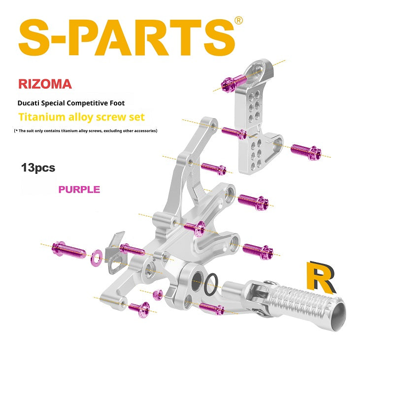 SPARTS Rizoma Footpeg Bolts for Ducati – Custom Left & Right Footpeg Bolts in Titanium & Other Color Options