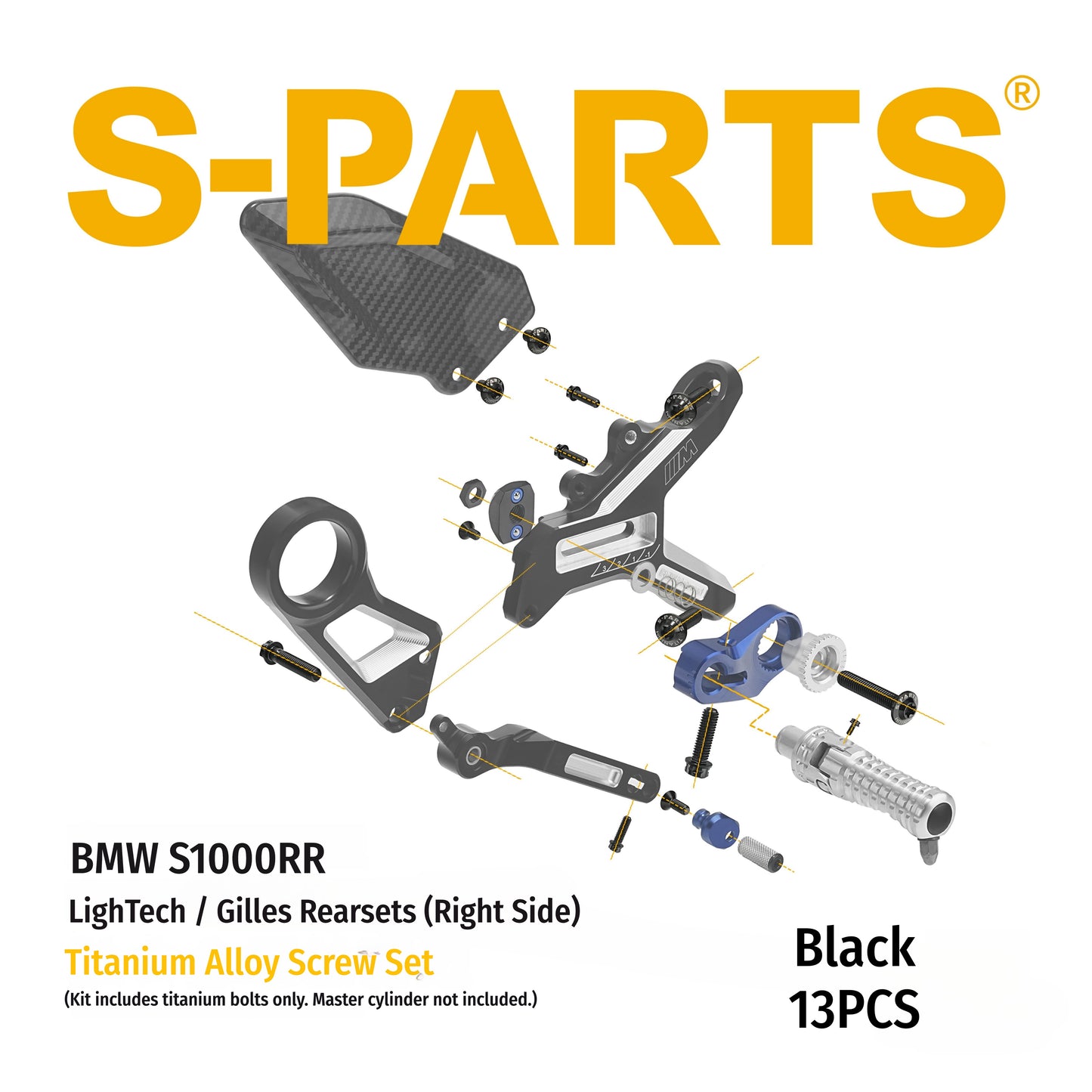 SPARTS BMW S1000RR Titanium Rearset Bolt Kit for LighTech / Gilles Tooling