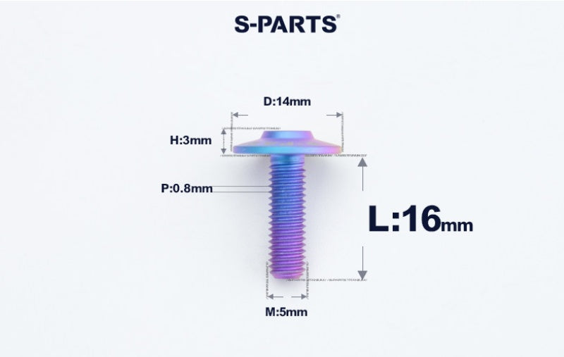 SPARTS A3 Dome Head M5 D14 Titanium Bolt | TC4 Motorcycle & E-Bike Fastener