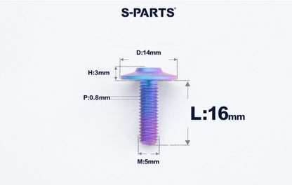 SPARTS A3 Dome Head M5 D14 Titanium Bolt | TC4 Motorcycle & E-Bike Fastener