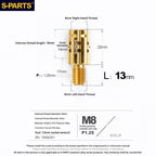 S-PARTS TC4 Titanium M8 to M8 Mirror Adapter Bolt | RH & LH Thread for Motorcycle / E-Bike