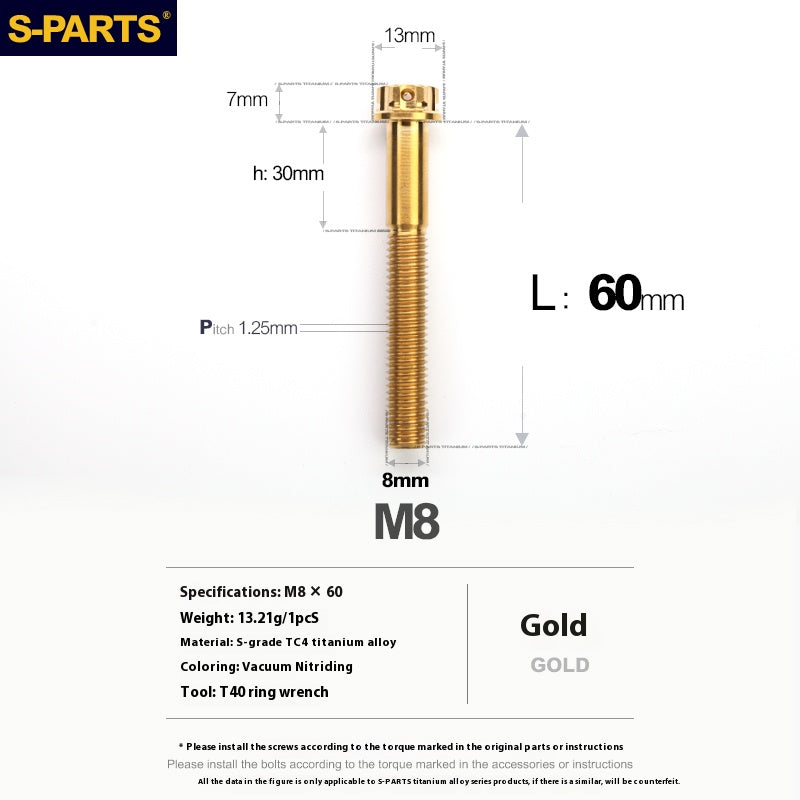 -PARTS M8 A3 Titanium Motorcycle Bolt – Multi-Length, Standard Head