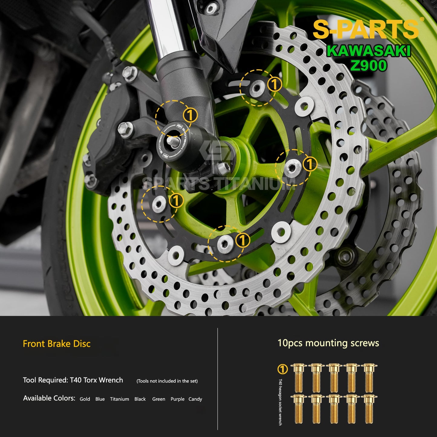 S-PARTS Titanium Fasteners Suspension & Brake System Bolt Kit for Kawasaki Z900