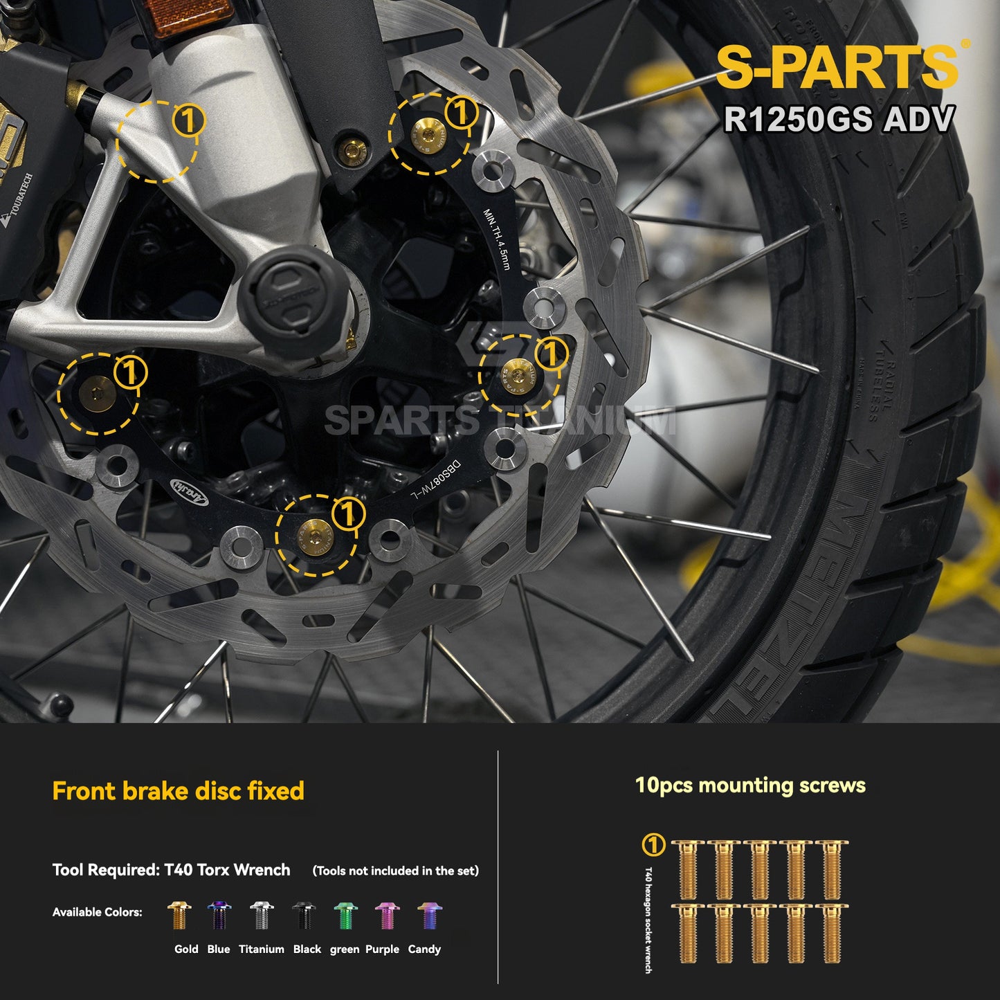 SPARTS Titanium Brake, Suspension & Handlebar Bolt Kit for BMW R1250GS / ADV
