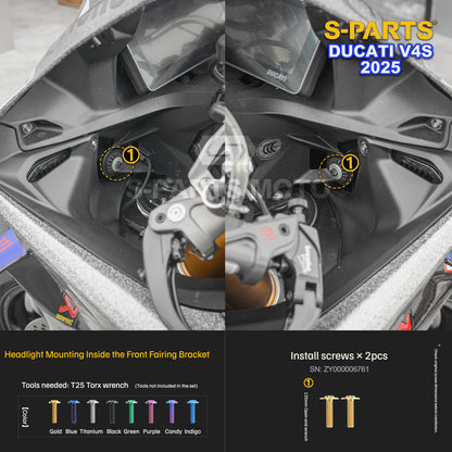 S-PARTS Titanium Front Fairing and Cockpit Fastener Kit for Ducati Panigale V4S 2025