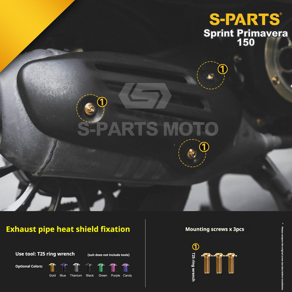SPARTS Titanium Screw Set for Vespa Sprint/Primavera 150 – Custom Candy Color & CNC Titanium Upgrade Kit