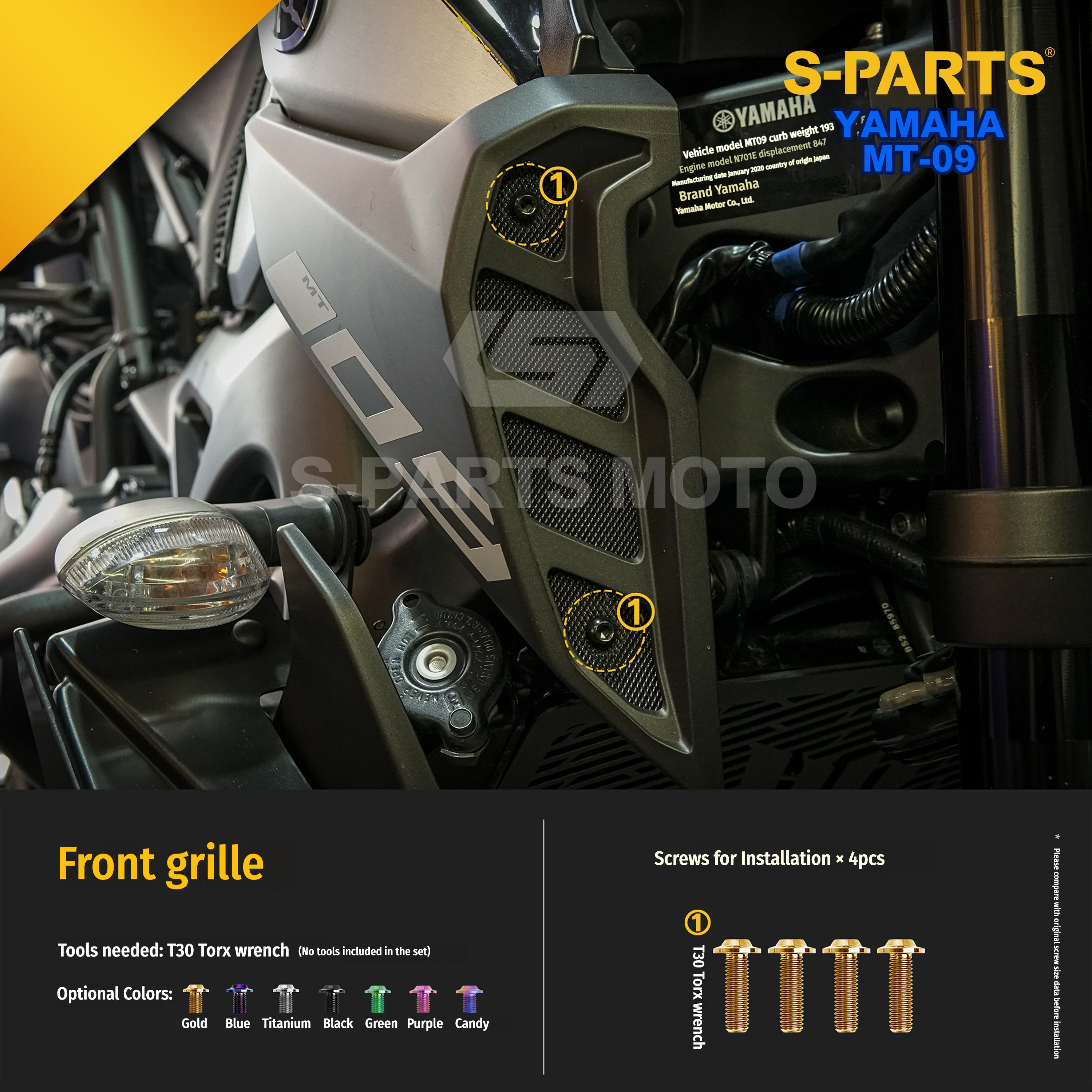 SPARTS Yamaha MT-09 Titanium Bolt Kit | TC4 Grade Motorcycle Fasteners