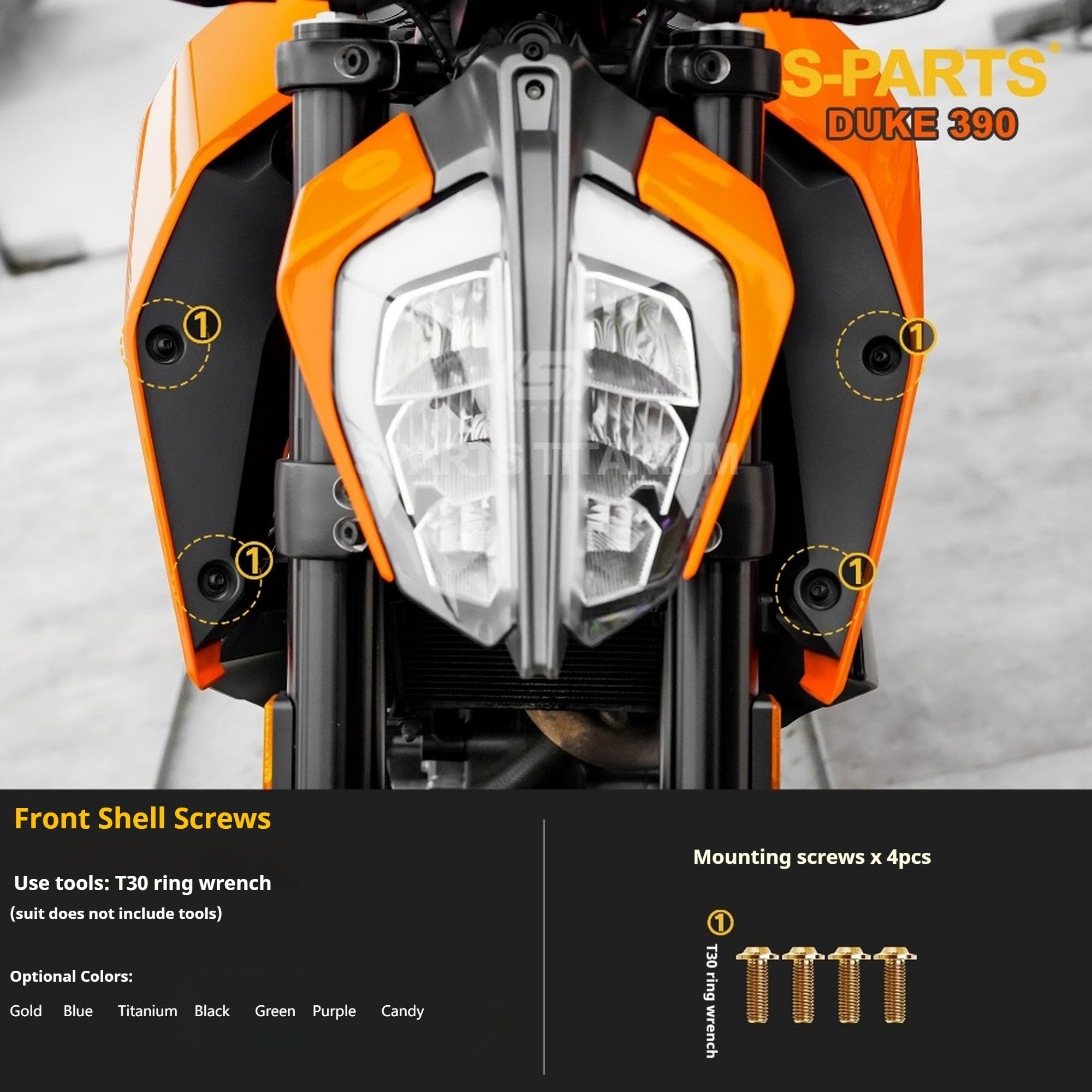 SPARTS Stan KTM DUKE 390 Dedicated · TC4 Titanium Full Motorcycle Bolt Kit