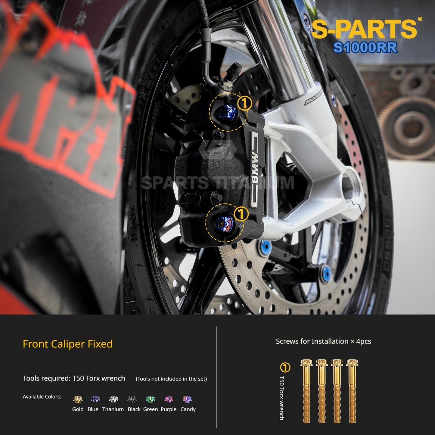 SPARTS Titanium Chassis Bolt Kit Brake Disc Caliper Sprocket Screws for BMW S1000RR