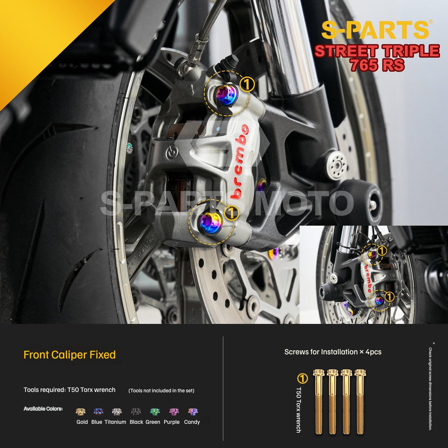 SPARTS Titanium Bolts for Triumph Street Triple 765 RS – Brake System Upgrade Fasteners