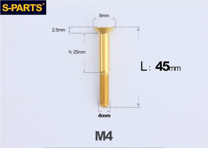 SPARTS M4x10-50mm Countersunk Titanium Alloy Bolt – Flat Head Fastening Screw for Motorcycle & Bicycle