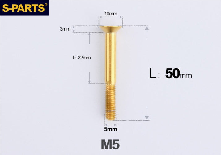 SPARTS M5 Countersunk Titanium Bolt | TC4 Flat Head Motorcycle Fastener