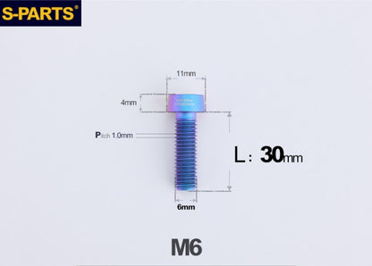 SPARTS M6 × L20-35 Titanium Anti-Theft Caliper Set Screws for Motorcycle 2-Piston Brake Calipers