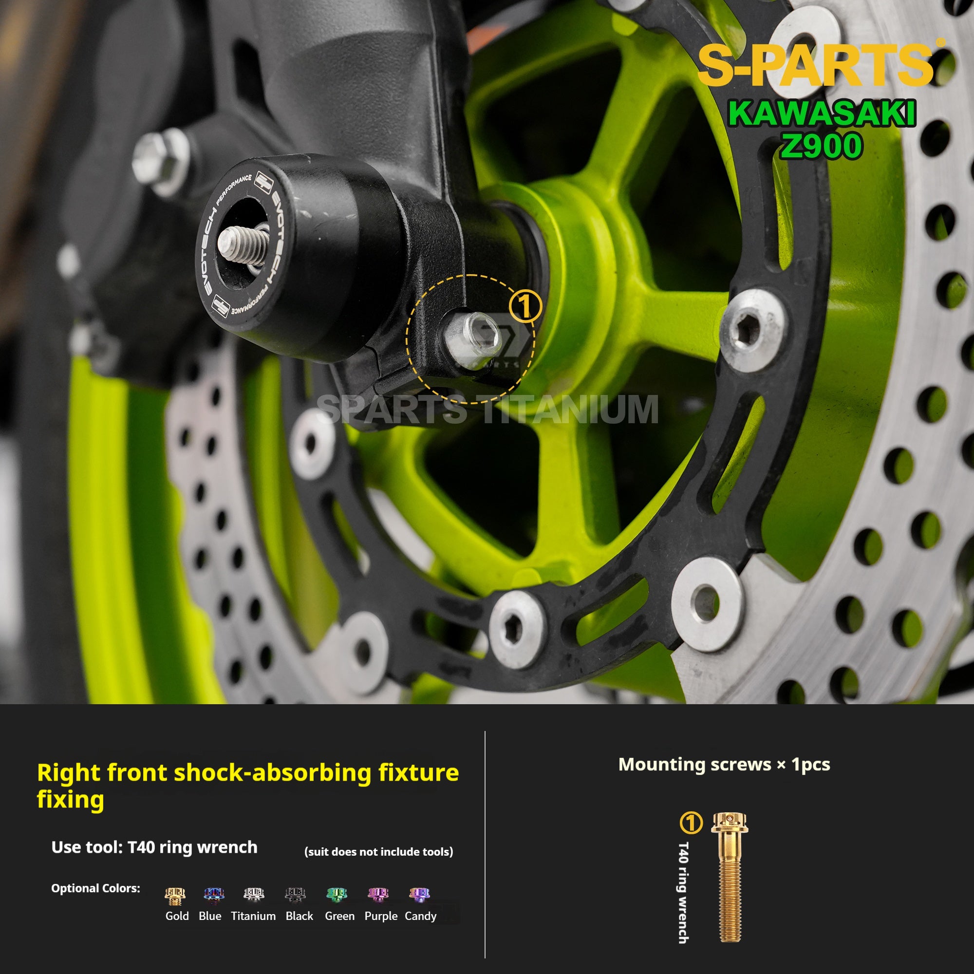 SPARTS TC4 Titanium Bolt Kit for Kawasaki Z900 2021 | Motorcycle Titanium Bolt Upgrade