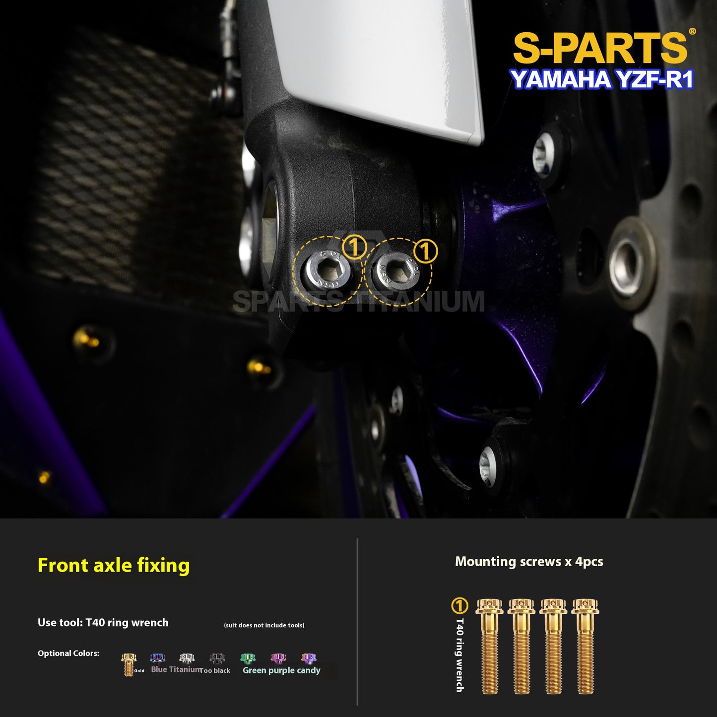 SPARTS TC4 Titanium Bolt Kit for Yamaha YZF-R1 | Motorcycle Titanium Bolt Upgrade