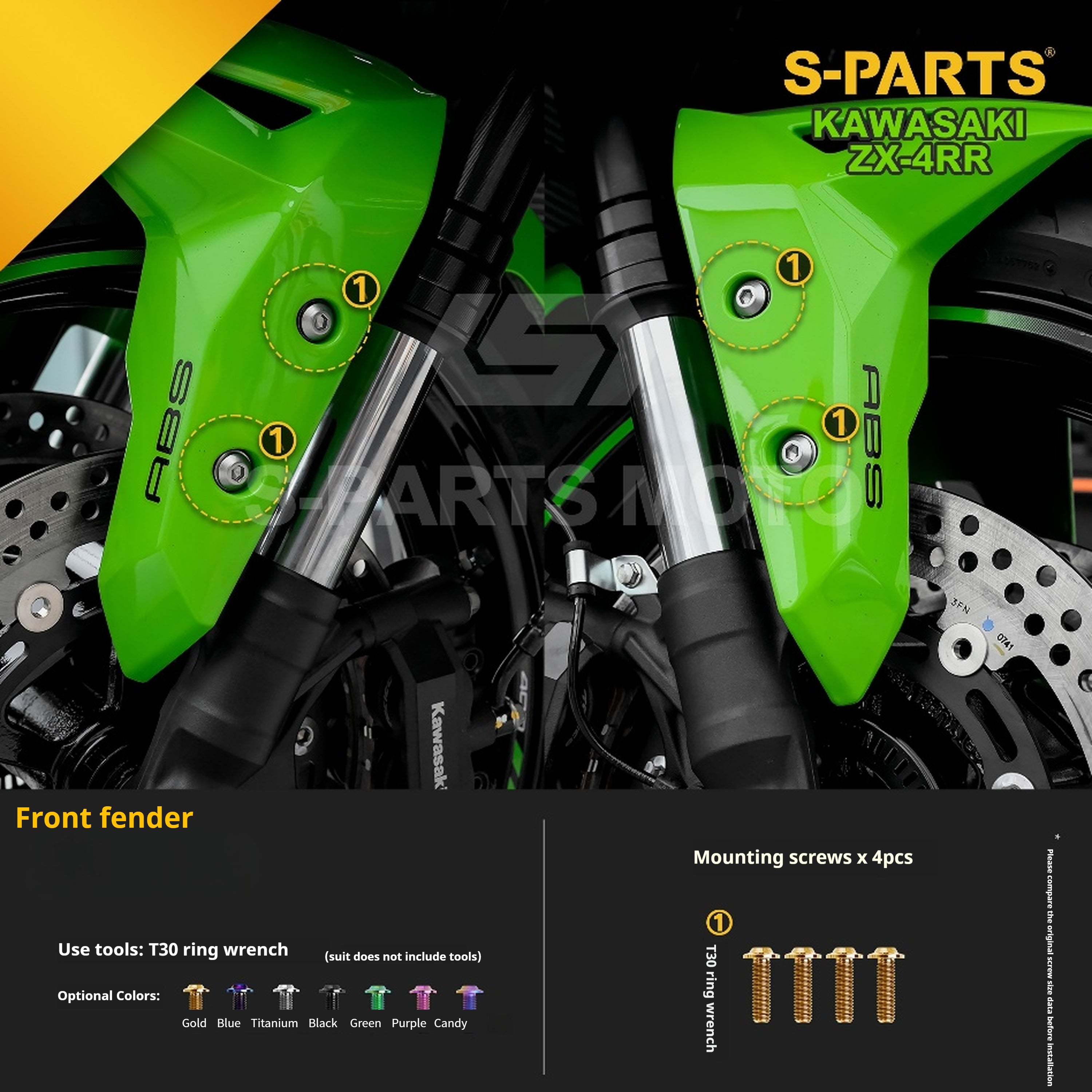 SPARTS Titanium Bolt Kit for Kawasaki ZX-4RR 2023 – & CNC Titanium Upgrade Kit - 1/2