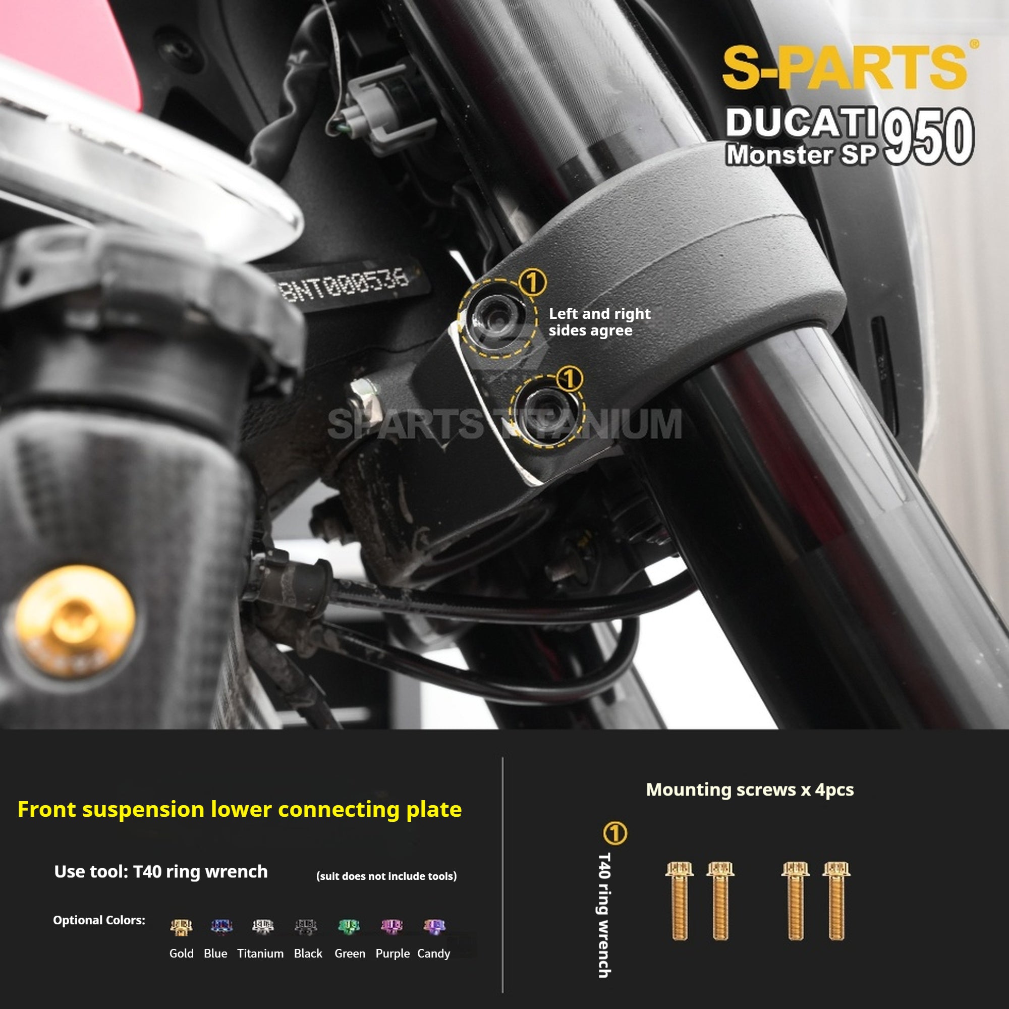 SPARTS Titanium Bolt Kit for Ducati New Monster SP 950 – CNC Titanium Upgrade Kit