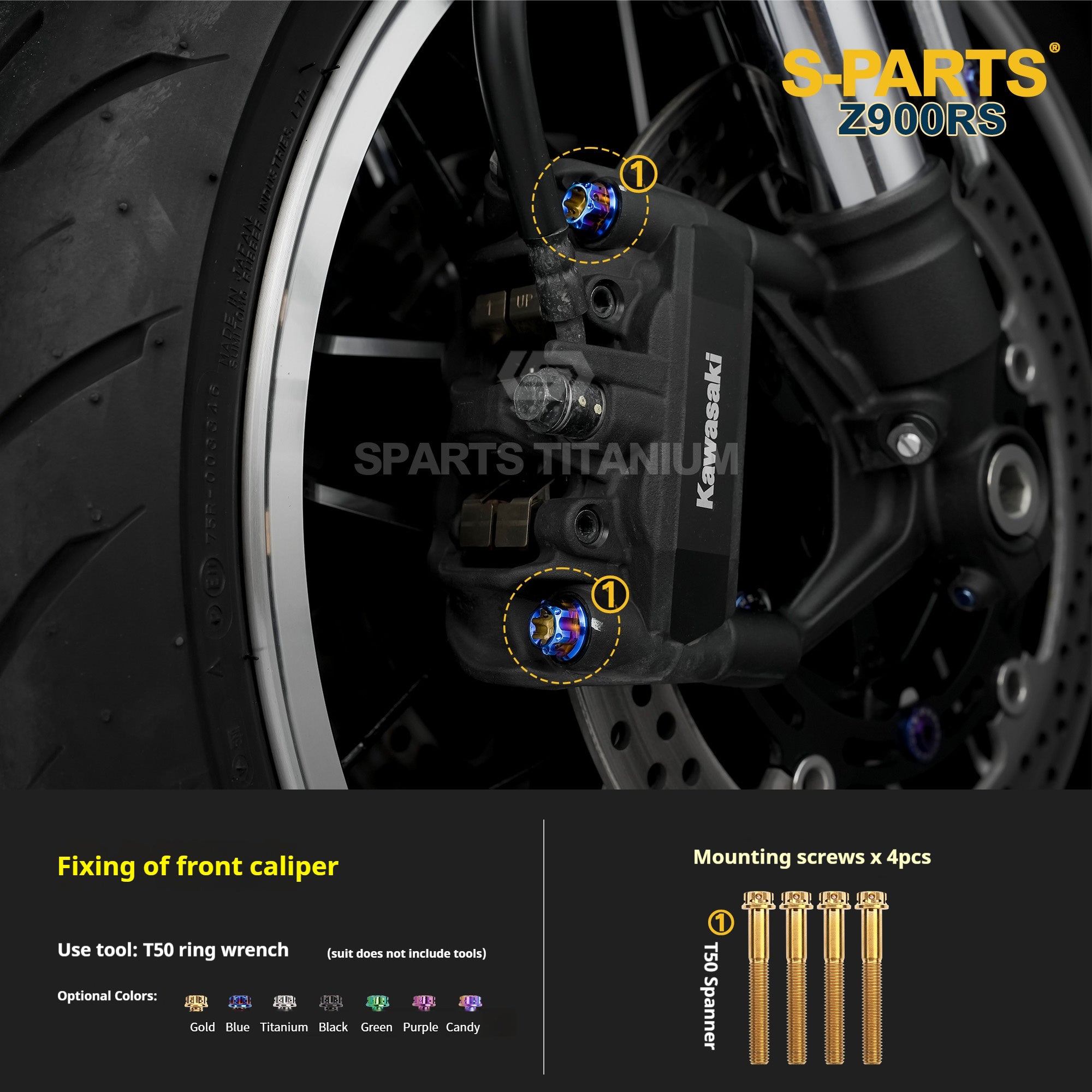 SPARTS Titanium Screw Set for Kawasaki Z900RS – Motorcycle Upgrade Kit