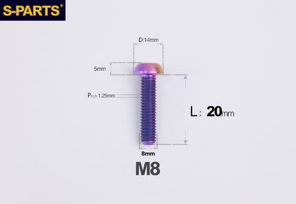 S-PARTS M8 A2 Series TC4 Titanium Bolts – Button Head Fasteners for Bicycle & E-Bike Upgrades