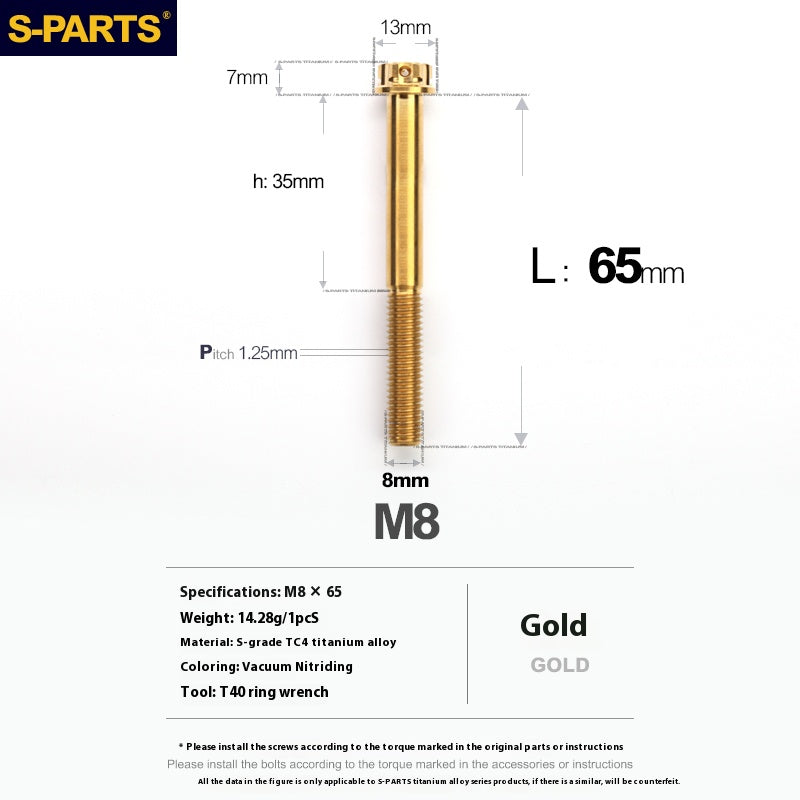 -PARTS M8 A3 Titanium Motorcycle Bolt – Multi-Length, Standard Head