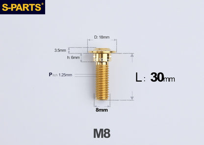 SPARTS M8 Stepped Button Head TC4 Titanium Bolt