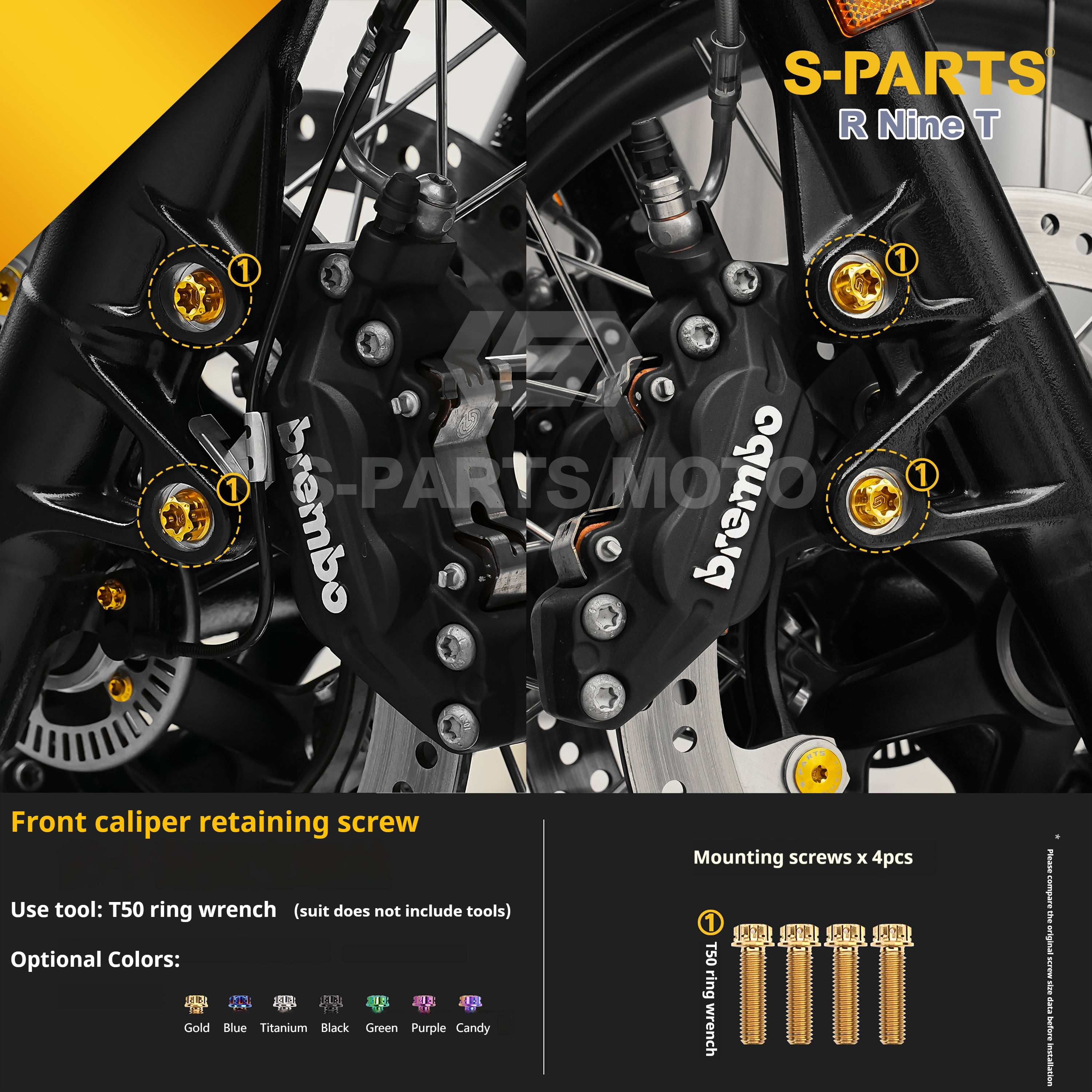 SPARTS BMW RnineT Titanium Alloy Motorcycle Bolt Upgrade Kit
