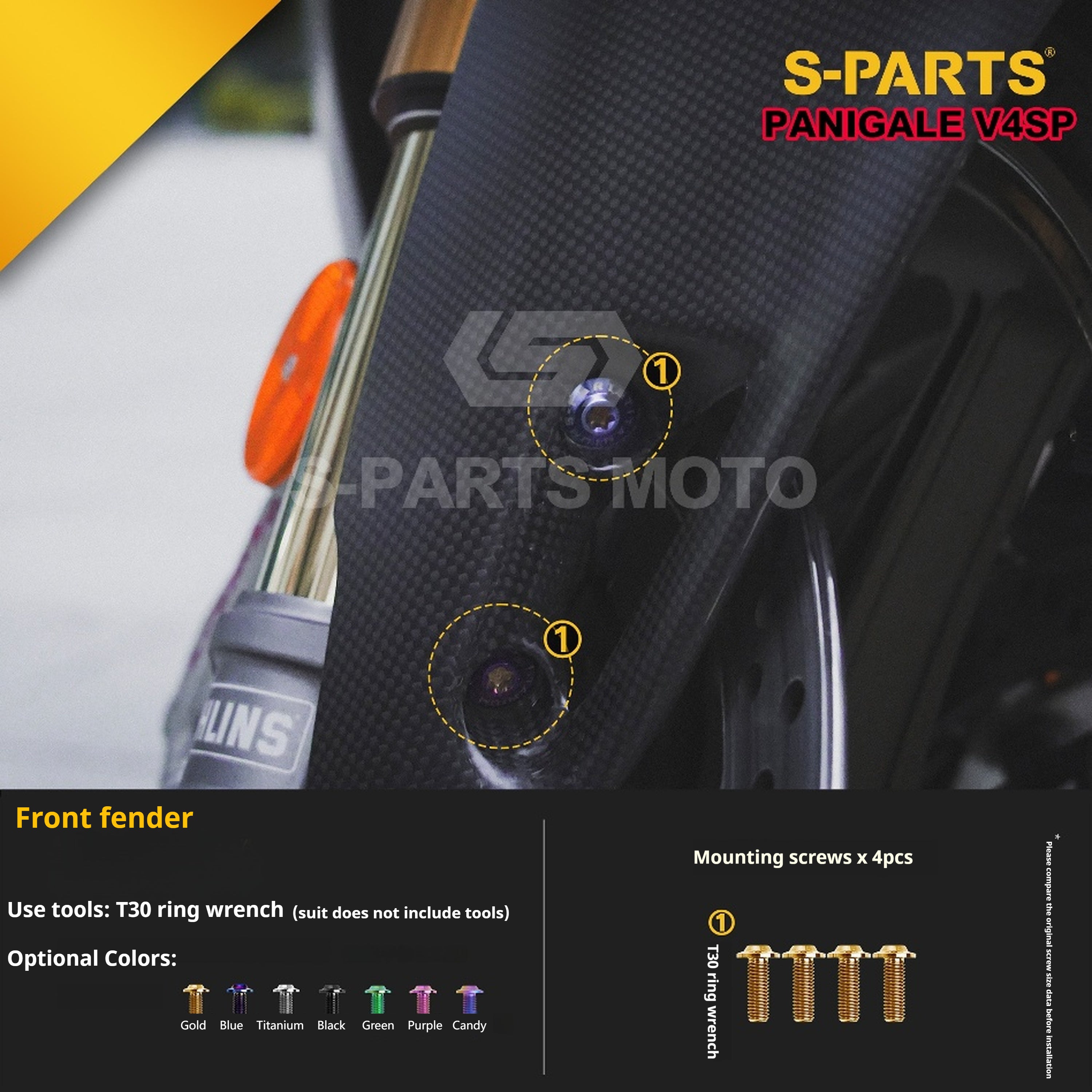 SPARTS TC4 Titanium Bolt Kit for Ducati Panigale V4SP Motorcycle