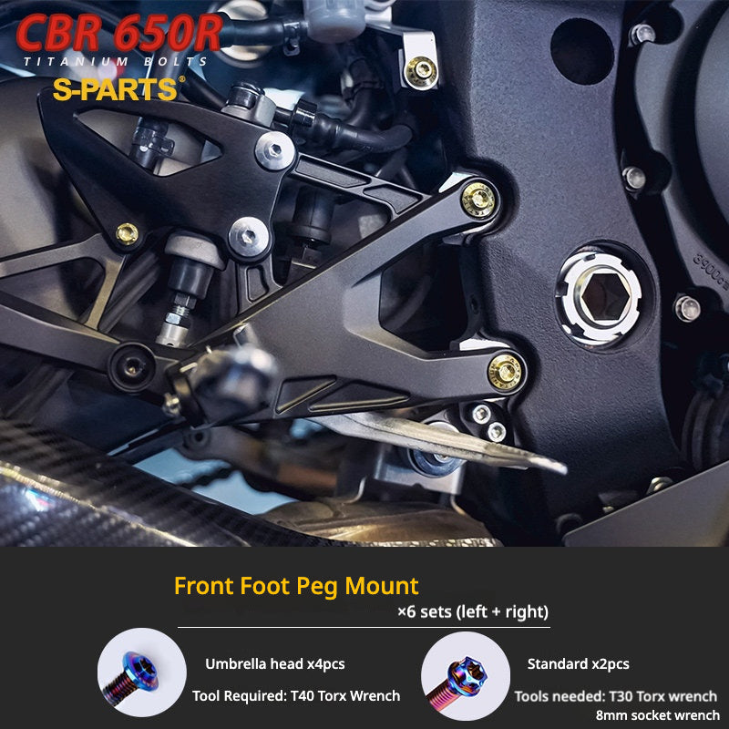 S-PARTS TC4 Titanium Bolt Kit for Honda CBR650R / CB650R | Full Motorcycle Upgrade