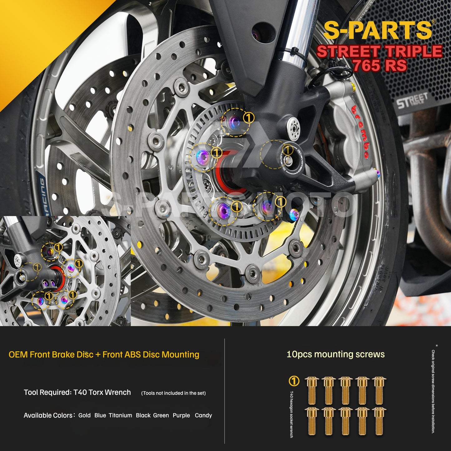 SPARTS Titanium Bolts for Triumph Street Triple 765 RS – Brake System Upgrade Fasteners