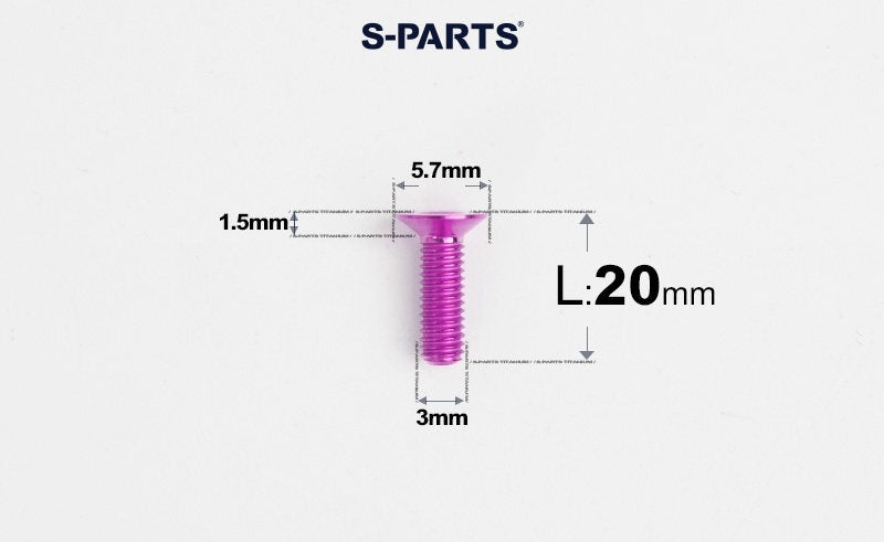 SPARTS Series M3 L6-30 Countersunk Titanium Bolt
