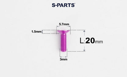 SPARTS Series M3 L6-30 Countersunk Titanium Bolt