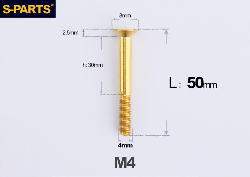 SPARTS M4x10-50mm Countersunk Titanium Alloy Bolt – Flat Head Fastening Screw for Motorcycle & Bicycle