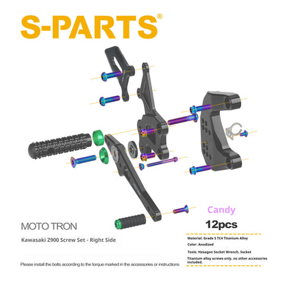 SPARTS Titanium Bolts for MOTO TRON Kawasaki Z900 Rearset Riser Upgrade Motorcycle Fasteners