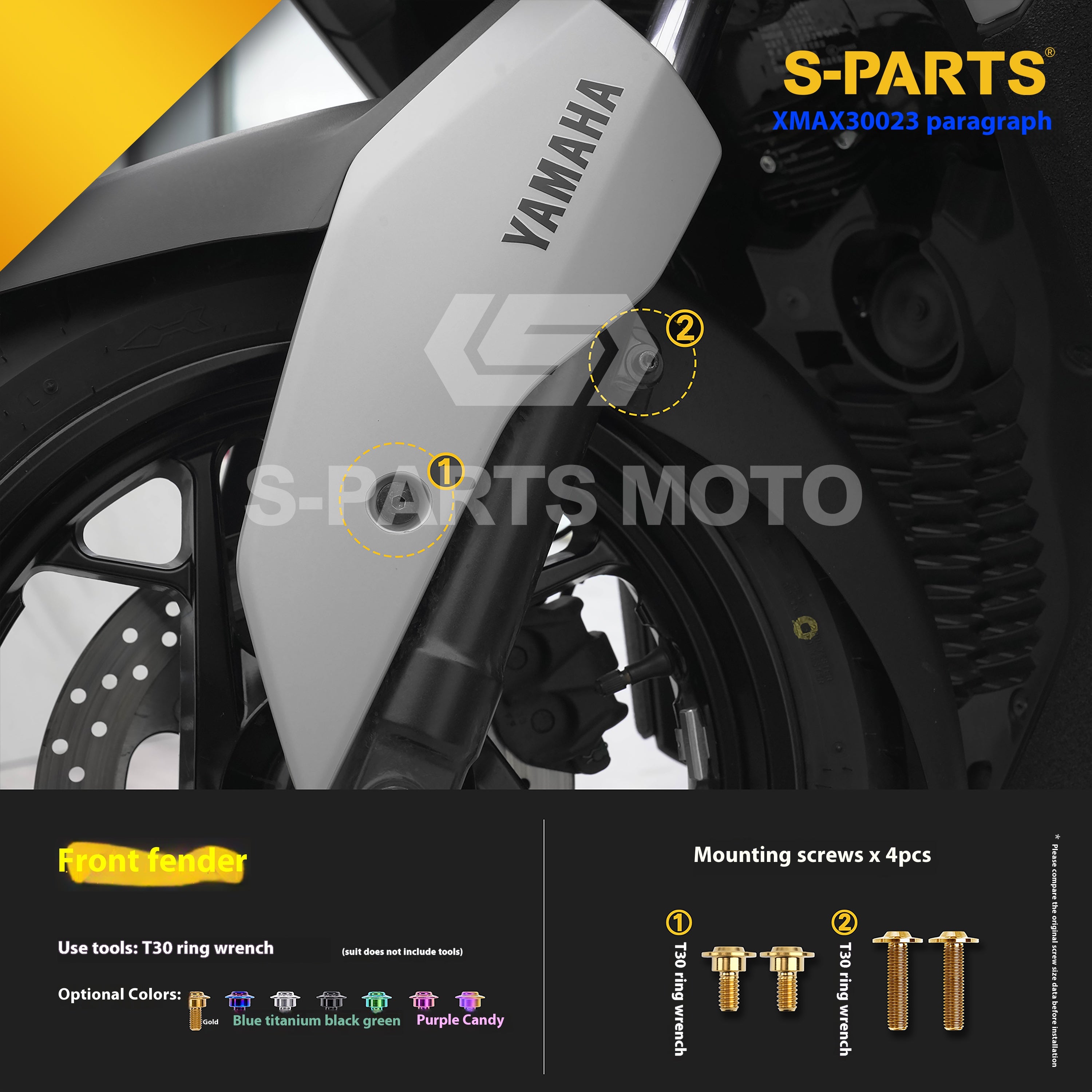 SPARTS Titanium Bolt Set for 2023 XMAX300 | Yamaha Motorcycle Titanium Bolt Upgrade
