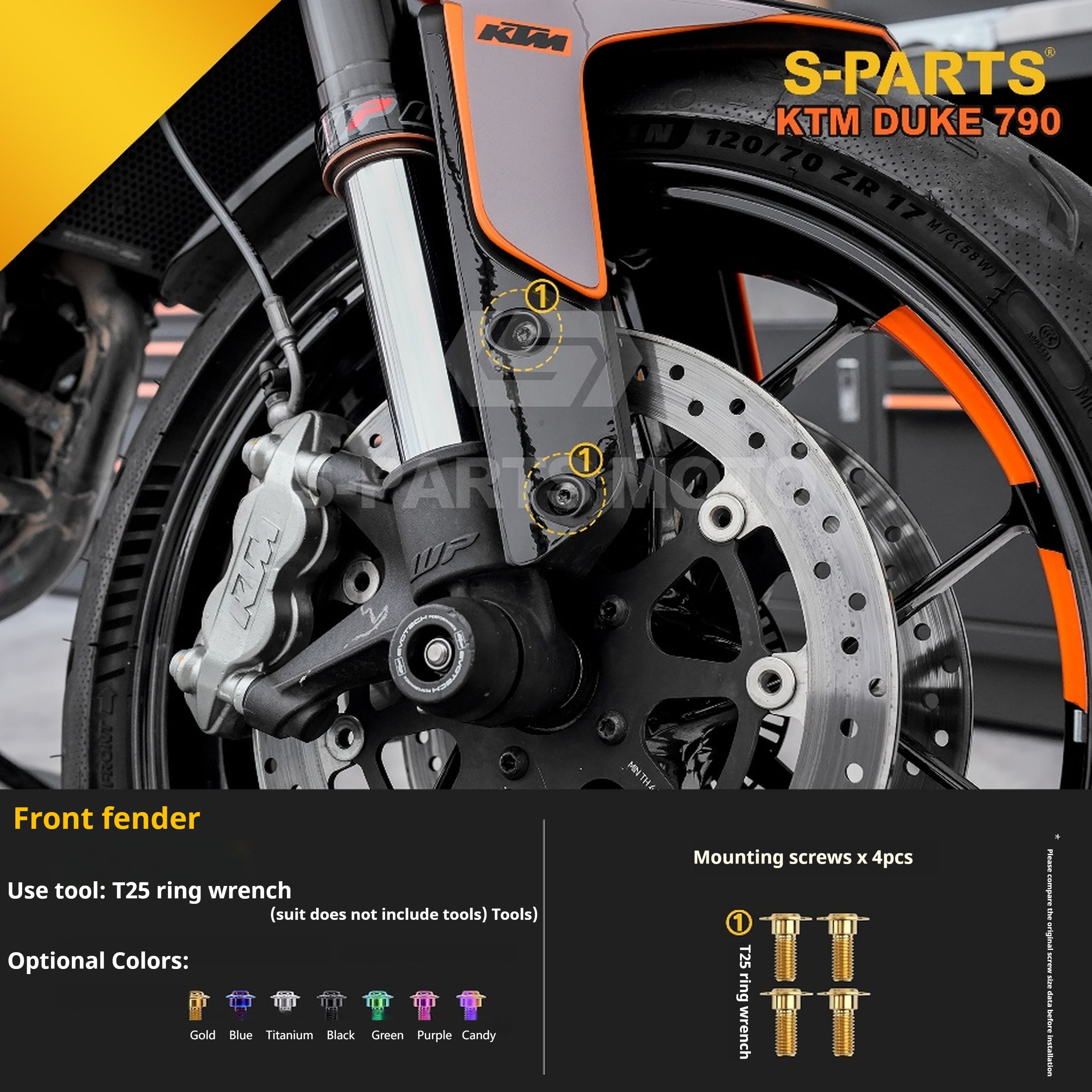 SPARTS TC4 Titanium Bolt Kit Compatible with KTM DUKE 790 – Full Motorcycle Fastener Upgrade
