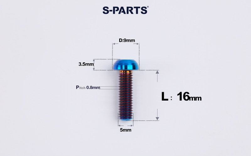SPARTS M5 Titanium Bolt A2 Dome Head | Ultra-Light TC4 Bike Brake Caliper Bolt