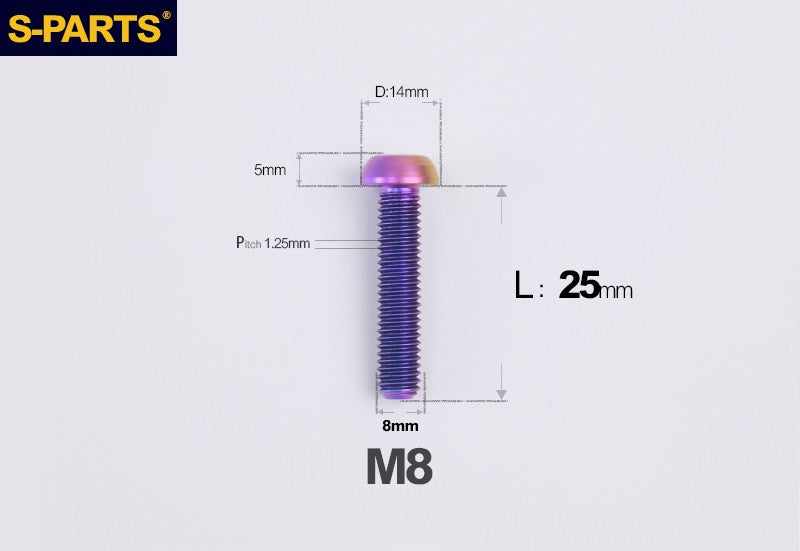 S-PARTS M8 A2 Series TC4 Titanium Bolts – Button Head Fasteners for Bicycle & E-Bike Upgrades