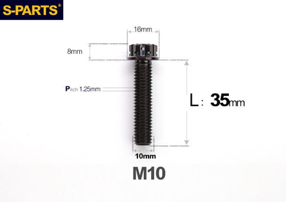 SPARTS M10 P1.25 A3 Series Standard Head Titanium Bolt | 650°C Forged | S-Grade TC4 | Motorcycle / E-Bike Upgrade