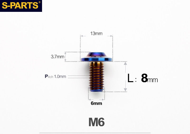 SPARTS A3 Button Head M6 D13 Titanium Bolt for Motorcycle & Bicycle Modification
