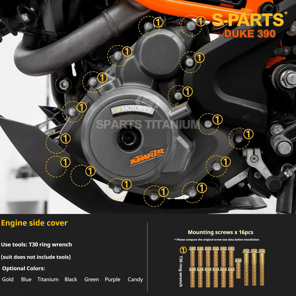 SPARTS Stan KTM DUKE 390 Dedicated · TC4 Titanium Full Motorcycle Bolt Kit