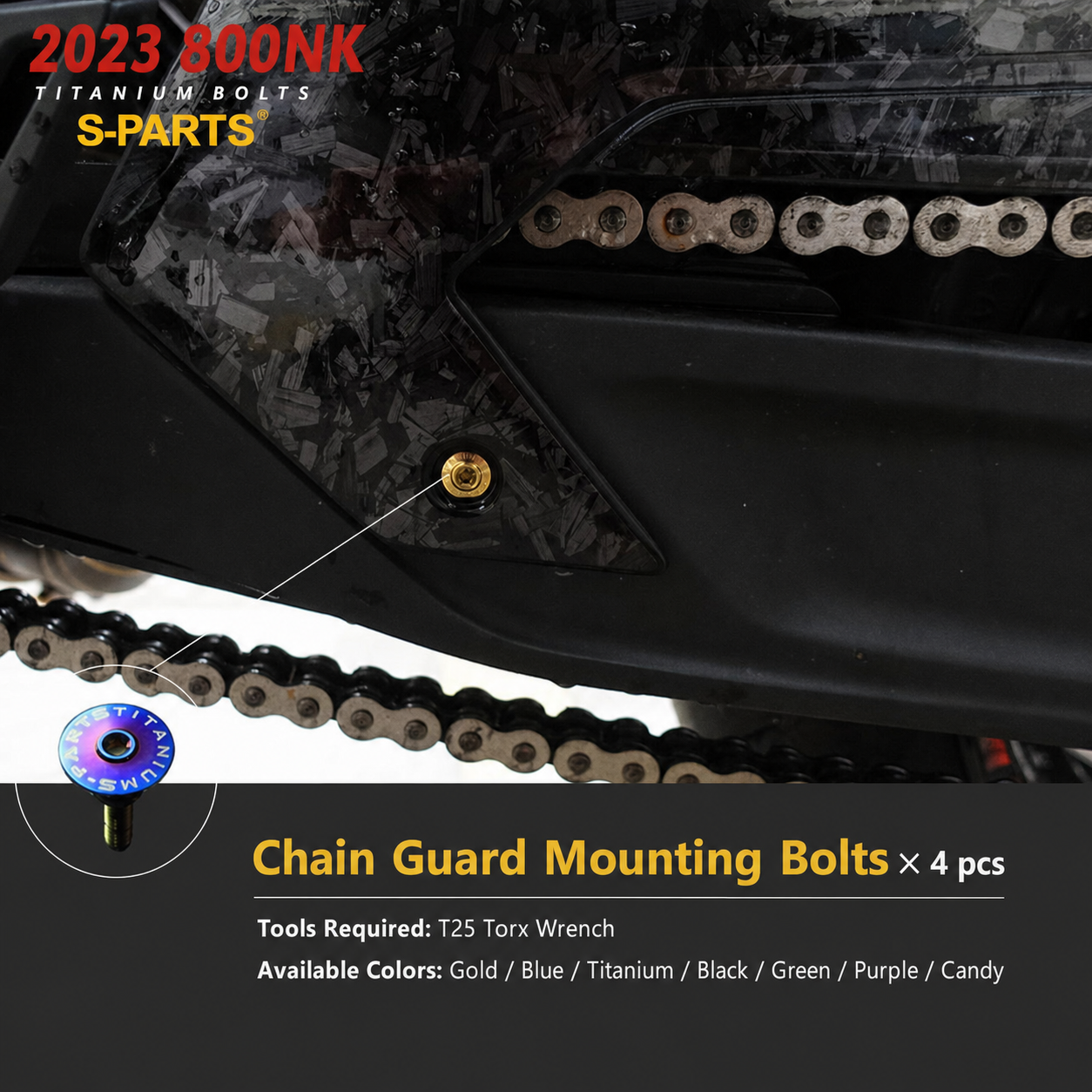 S-PARTS TC4 Titanium Full Motorcycle Bolt Kit for CFMOTO 800NK