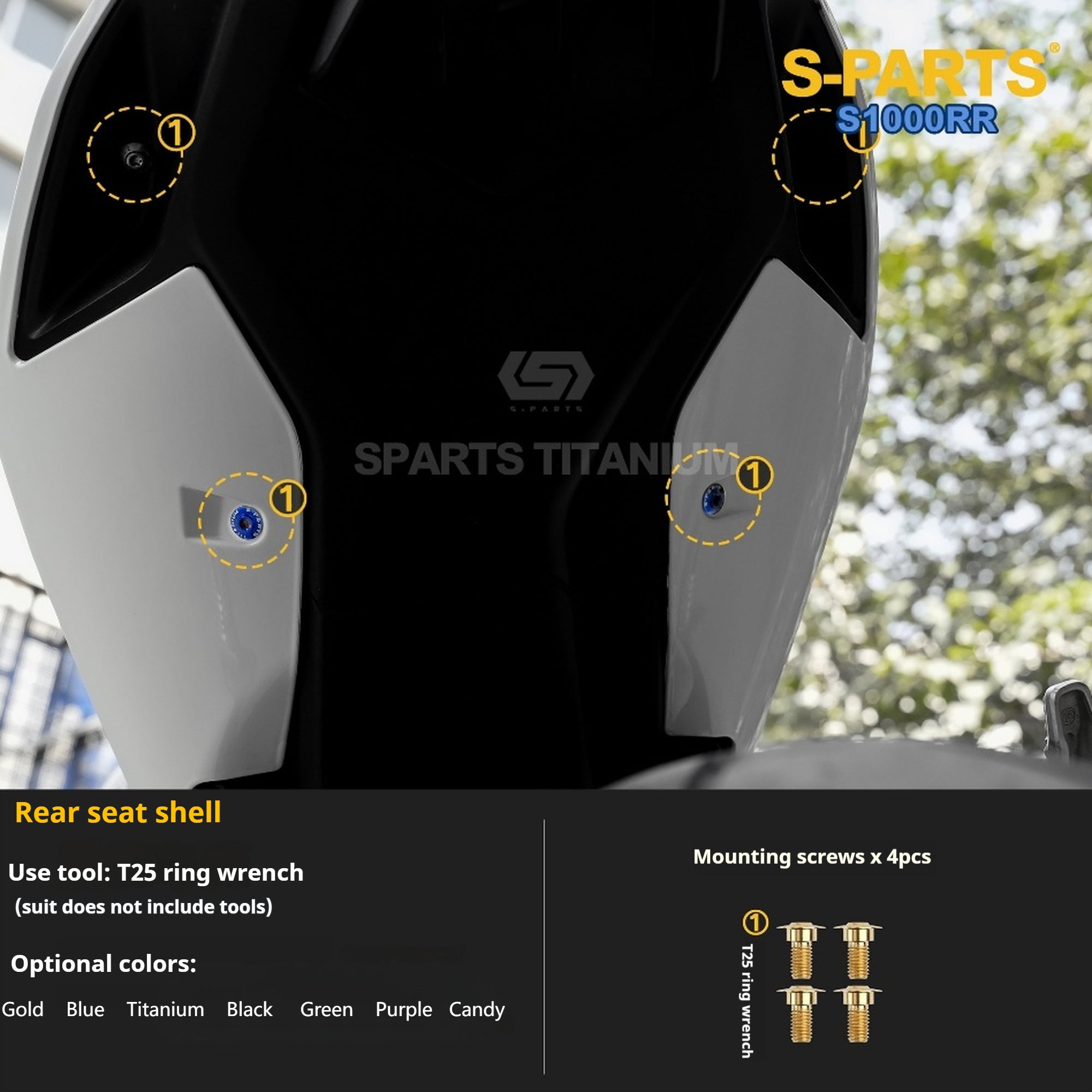 SPARTS TC4 Titanium Bolt Kit Compatible with BMW S1000RR — Full Motorcycle Upgrade Fastener Set