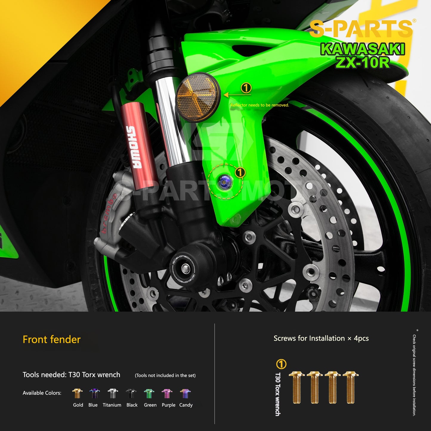 S-PARTS Grade 5 (TC4) Titanium Fasteners Kit for Kawasaki Ninja ZX-10R (2023)