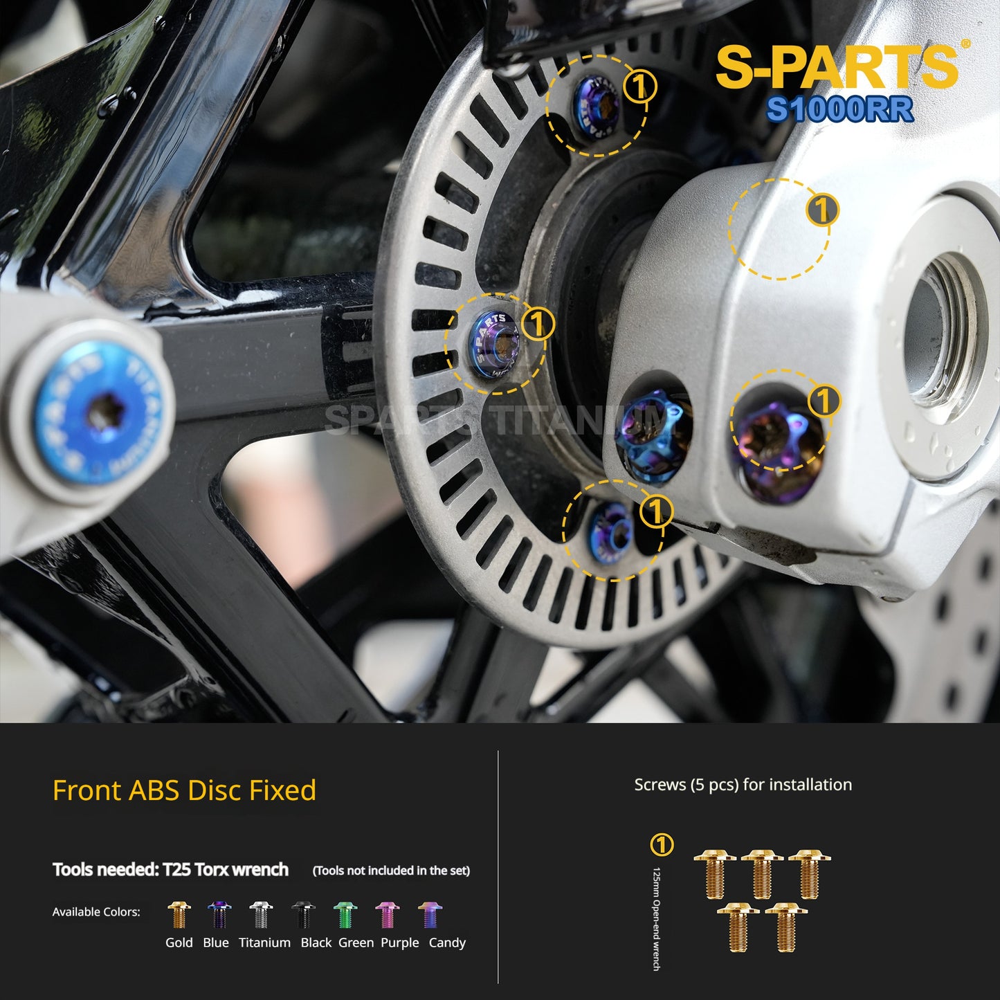 SPARTS Titanium Chassis Bolt Kit Brake Disc Caliper Sprocket Screws for BMW S1000RR