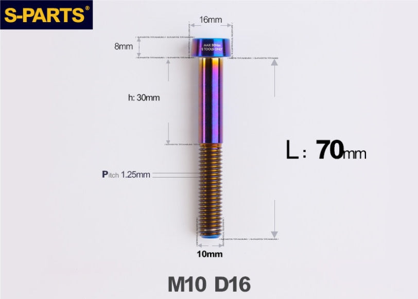 SPARTS Titanium Security Bolt M10 D16 P1.25 – Brake Caliper Locking Screw for Motorcycle