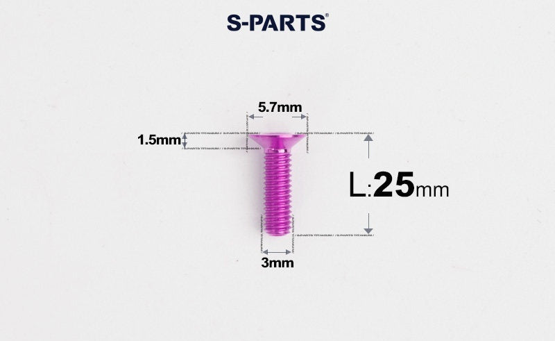 SPARTS Series M3 L6-30 Countersunk Titanium Bolt