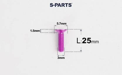 SPARTS Series M3 L6-30 Countersunk Titanium Bolt