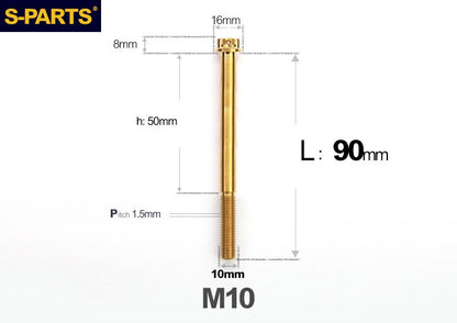 SPARTS M10 P1.5 A3 Series Titanium Bolt – Standard Head – 650°C Forged – S-Grade TC4 for E-Bikes, Motorcycles & Bicycles