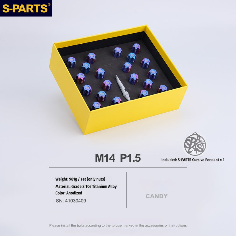 S-PARTS Titanium M14 Car Wheel Lug Nut Set, 20pcs